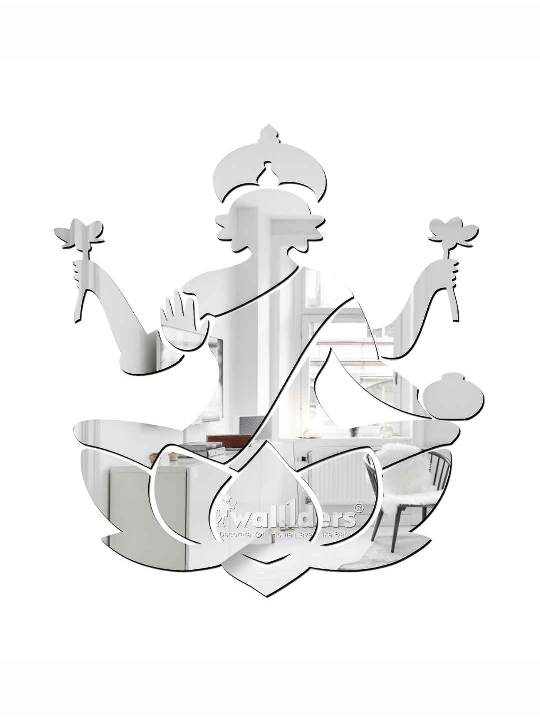 Wall1ders Silver Toned Laxmi Mata Acrylic Wall Stickers