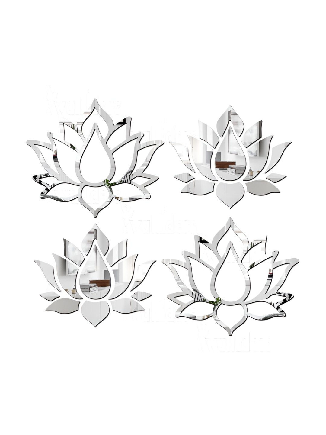 

Wall1ders 2 Pieces Silver Lotus Acrylic Mirror Wall Stickers