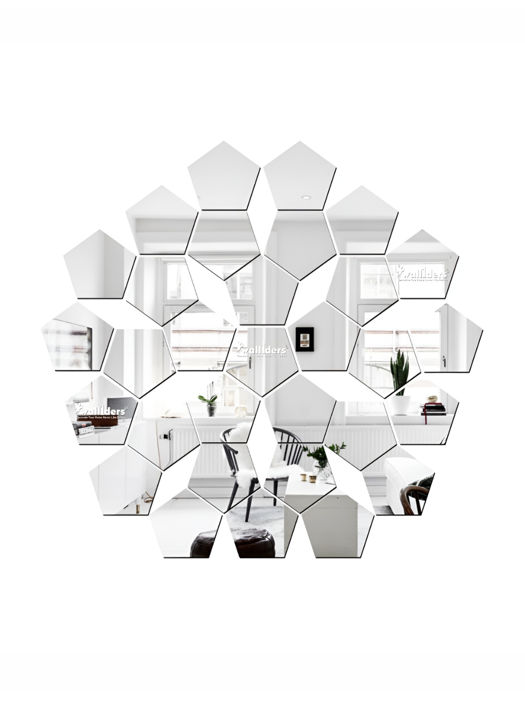 

Wall1ders 31 Pieces Silver Acrylic Mirror Wall Stickers