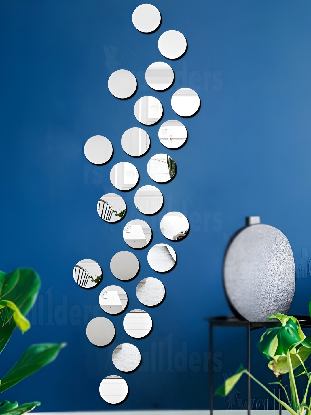 

Wall1ders Silver Toned 24 Pieces Acrylic Mirror Wall Stickers