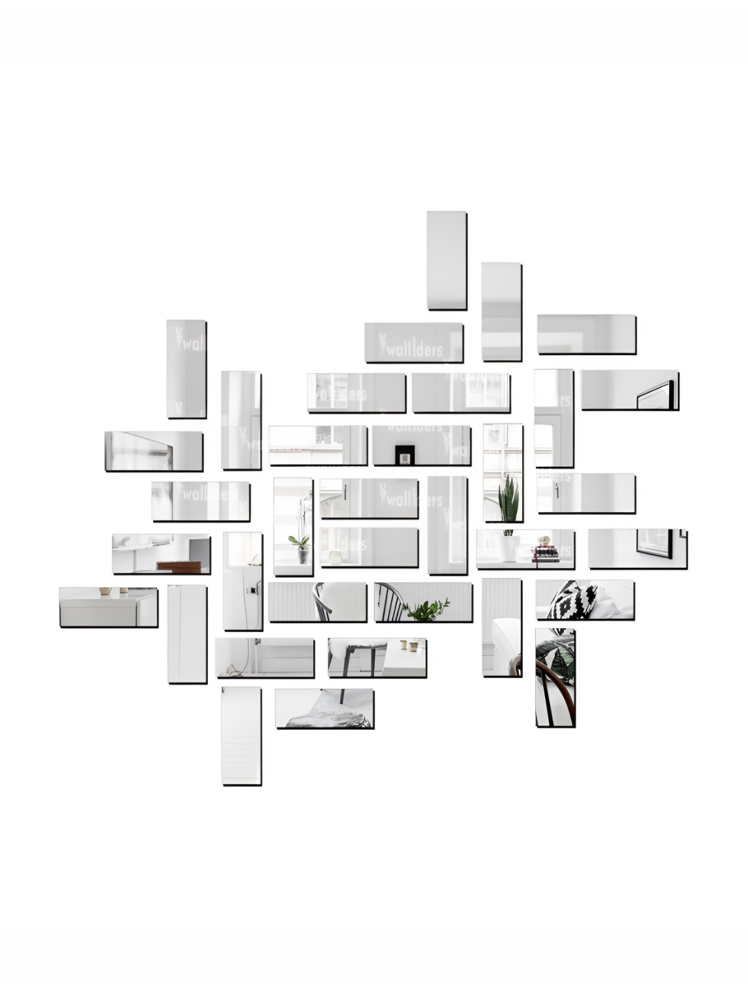 

Wall1ders Silver Toned 35 Pieces Rectangle Acrylic Mirror Wall Stickers