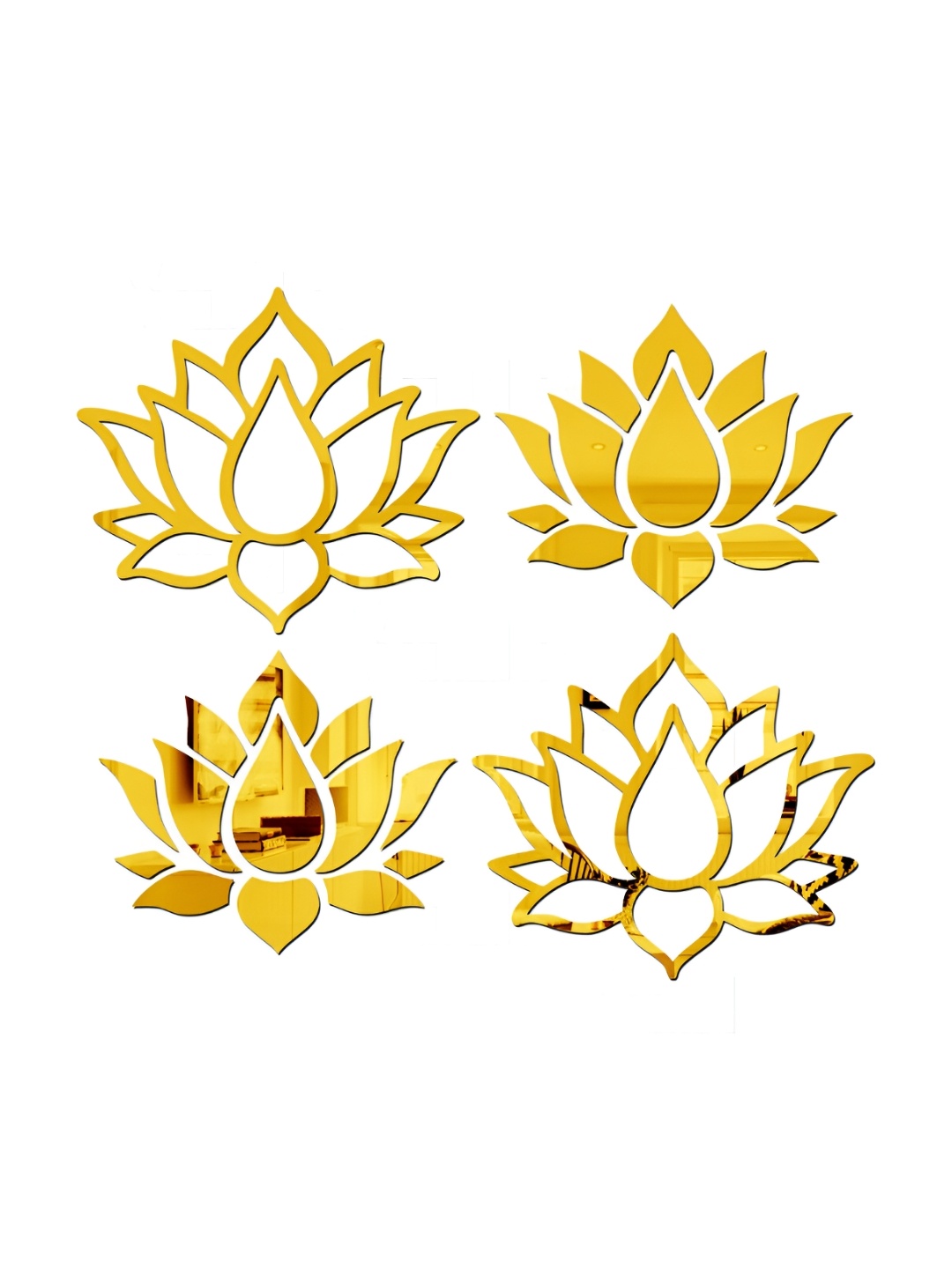

Wall1ders 2 Pieces Gold Toned Lotus Acrylic Mirror Wall Stickers
