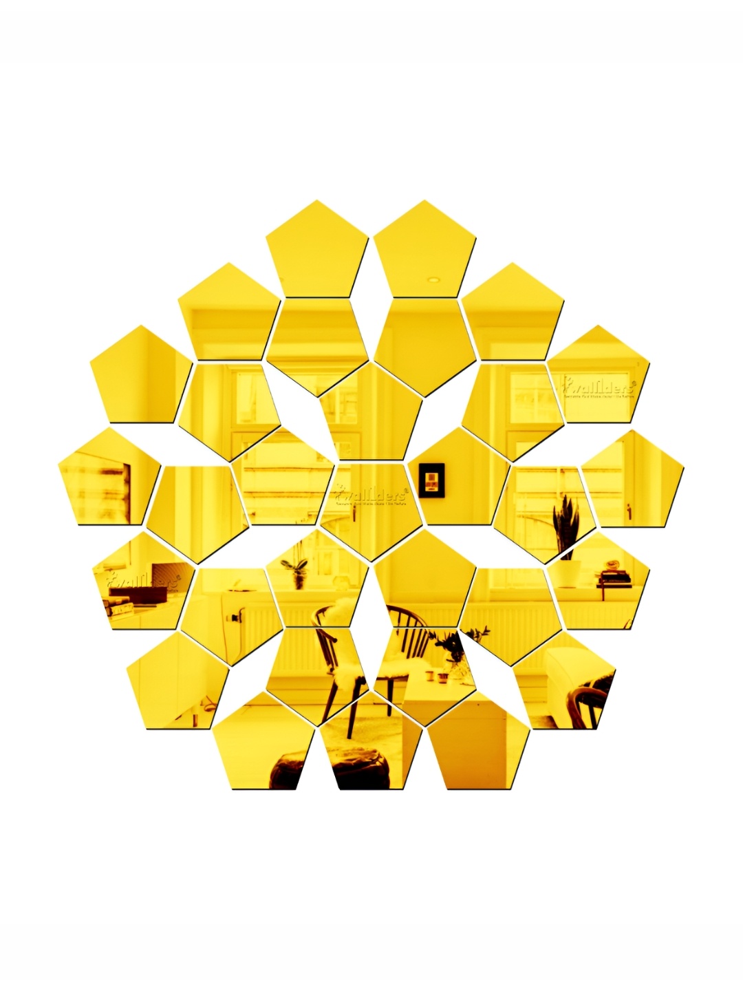 

Wall1ders 31 Pieces Gold Toned Acrylic Mirror Wall Stickers