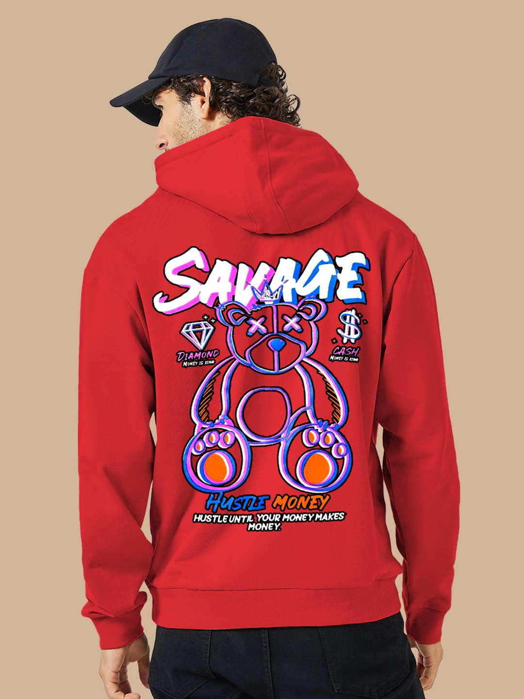 

BAESD Graphic Printed Hooded Fleece Pullover Sweatshirt, Red