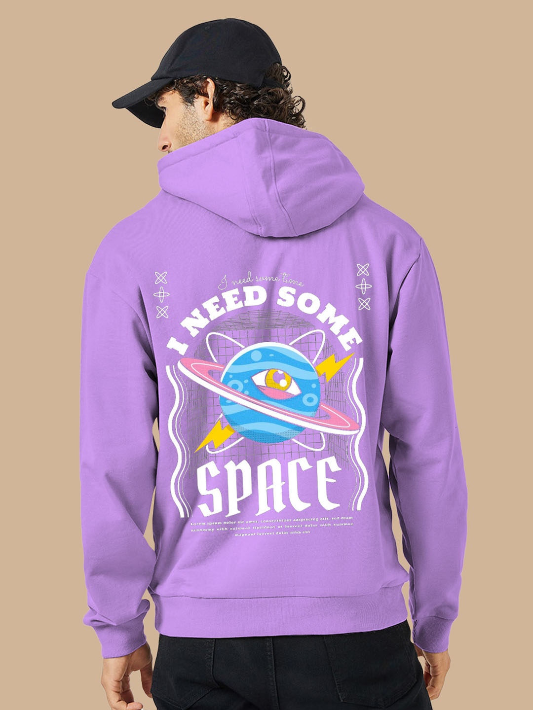 

BAESD Graphic Printed Hooded Fleece Pullover, Lavender