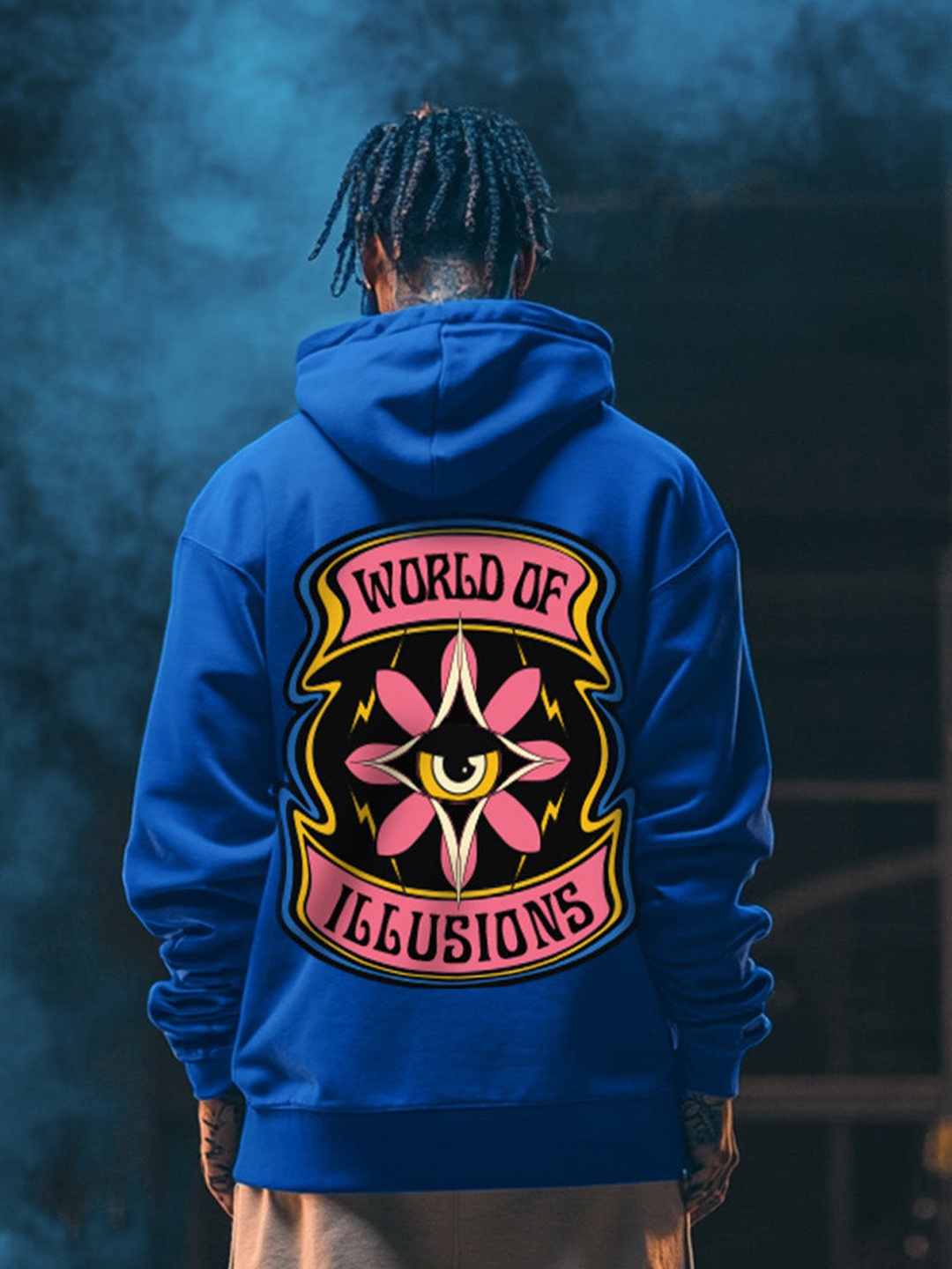 

VEIRDO Graphic Printed Hooded Oversized Fleece Pullover Sweatshirt, Blue