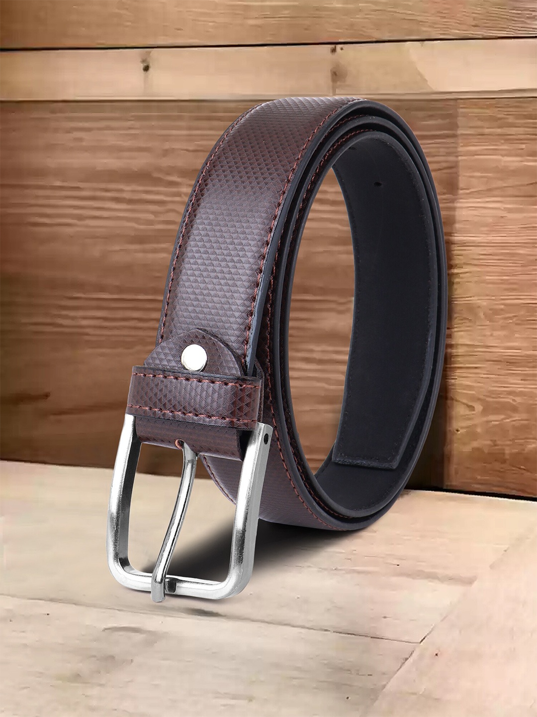 

HENEDA Men Textured Belt, Brown