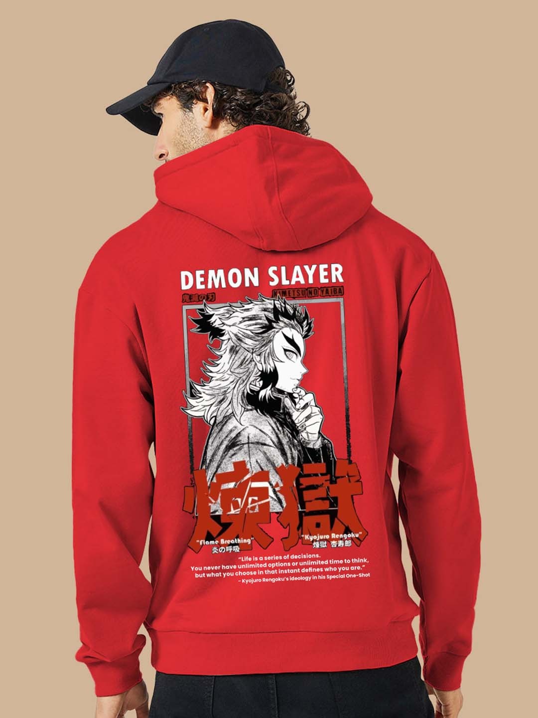 

BAESD Graphic Printed Hooded Fleece Pullover, Red