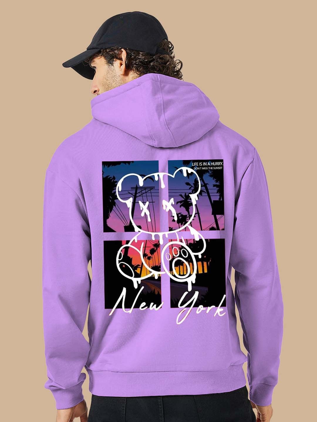 

BAESD Graphic Printed Hooded Fleece Pullover, Lavender