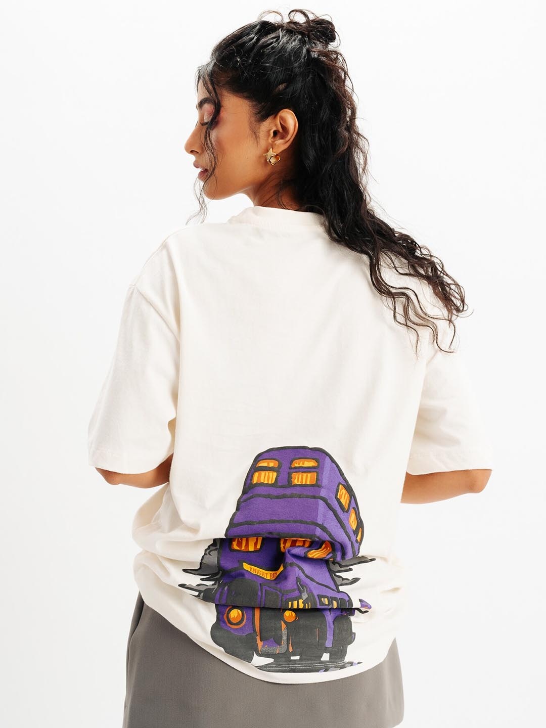 

FREAKINS Graphic Printed Oversized Pure Cotton T-shirt, White