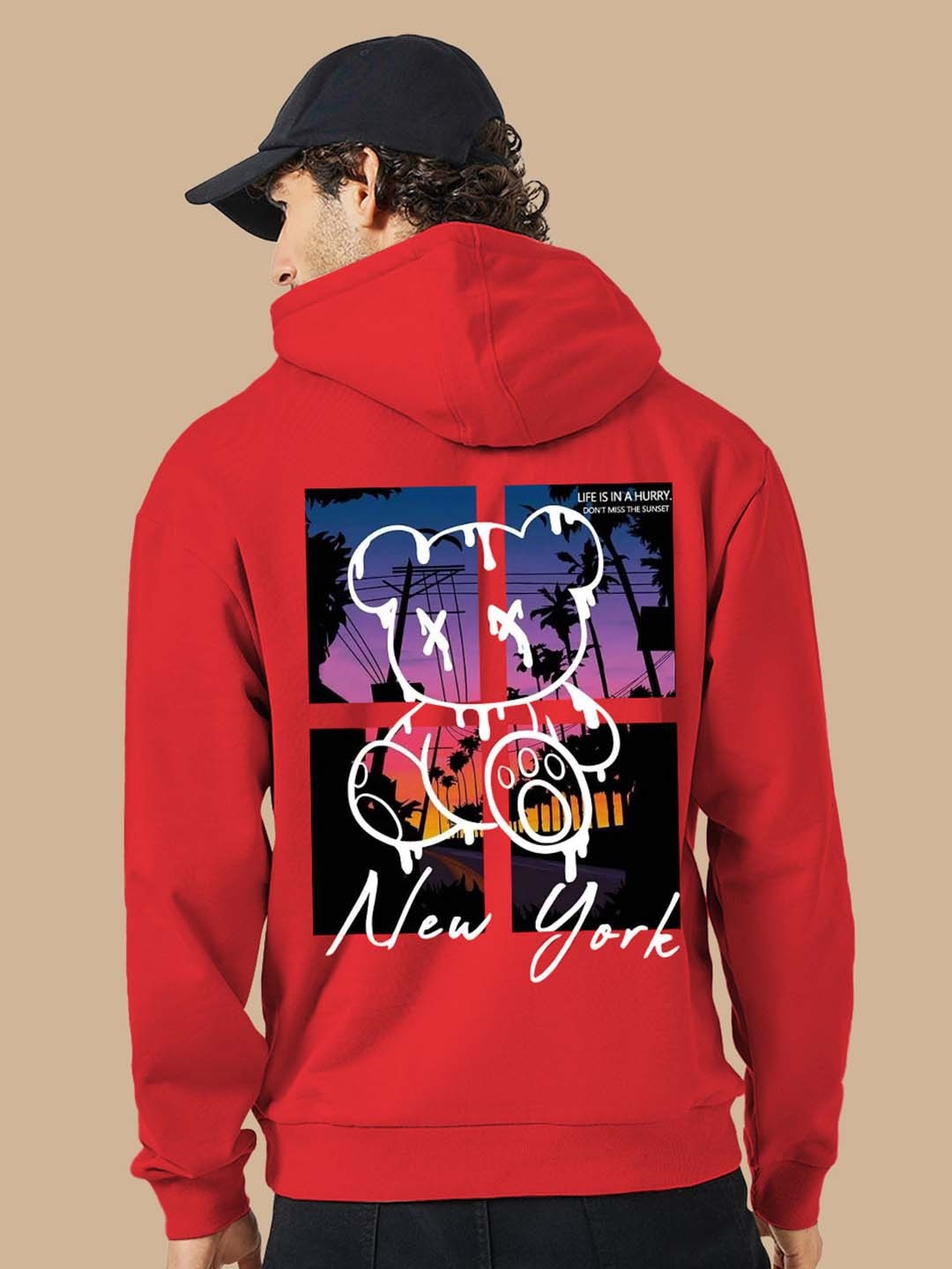 

BAESD Graphic Printed Hooded Fleece Pullover Sweatshirt, Red