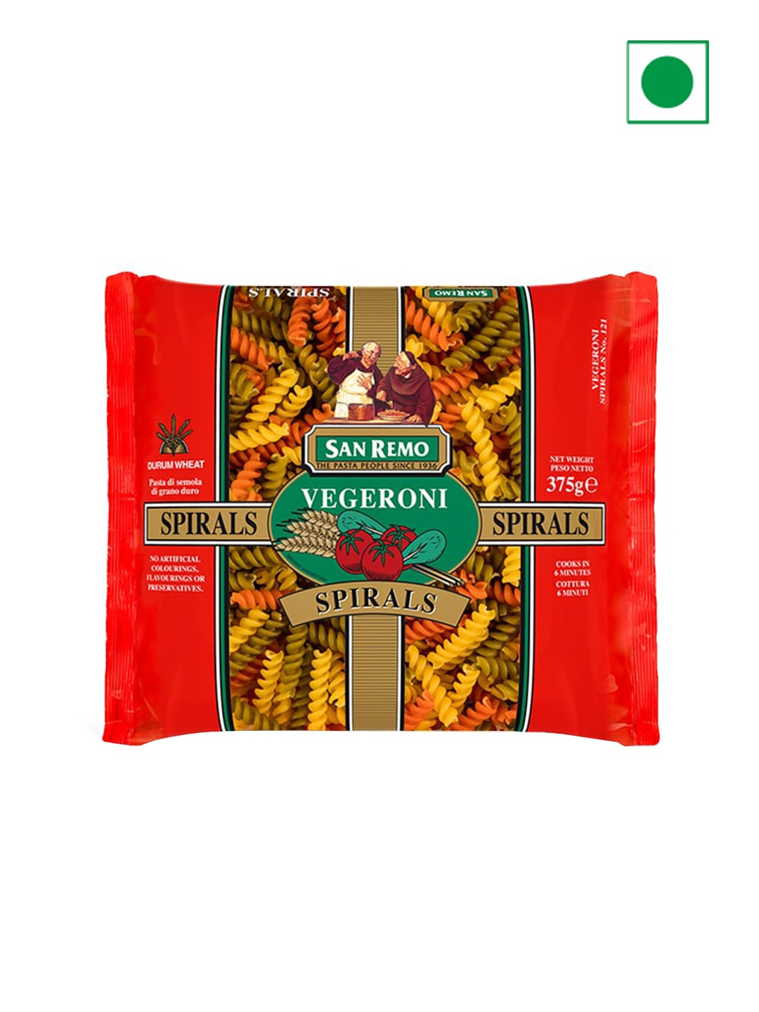 

San Remo Vegan Vegeroni Spiral- 375 g, Green