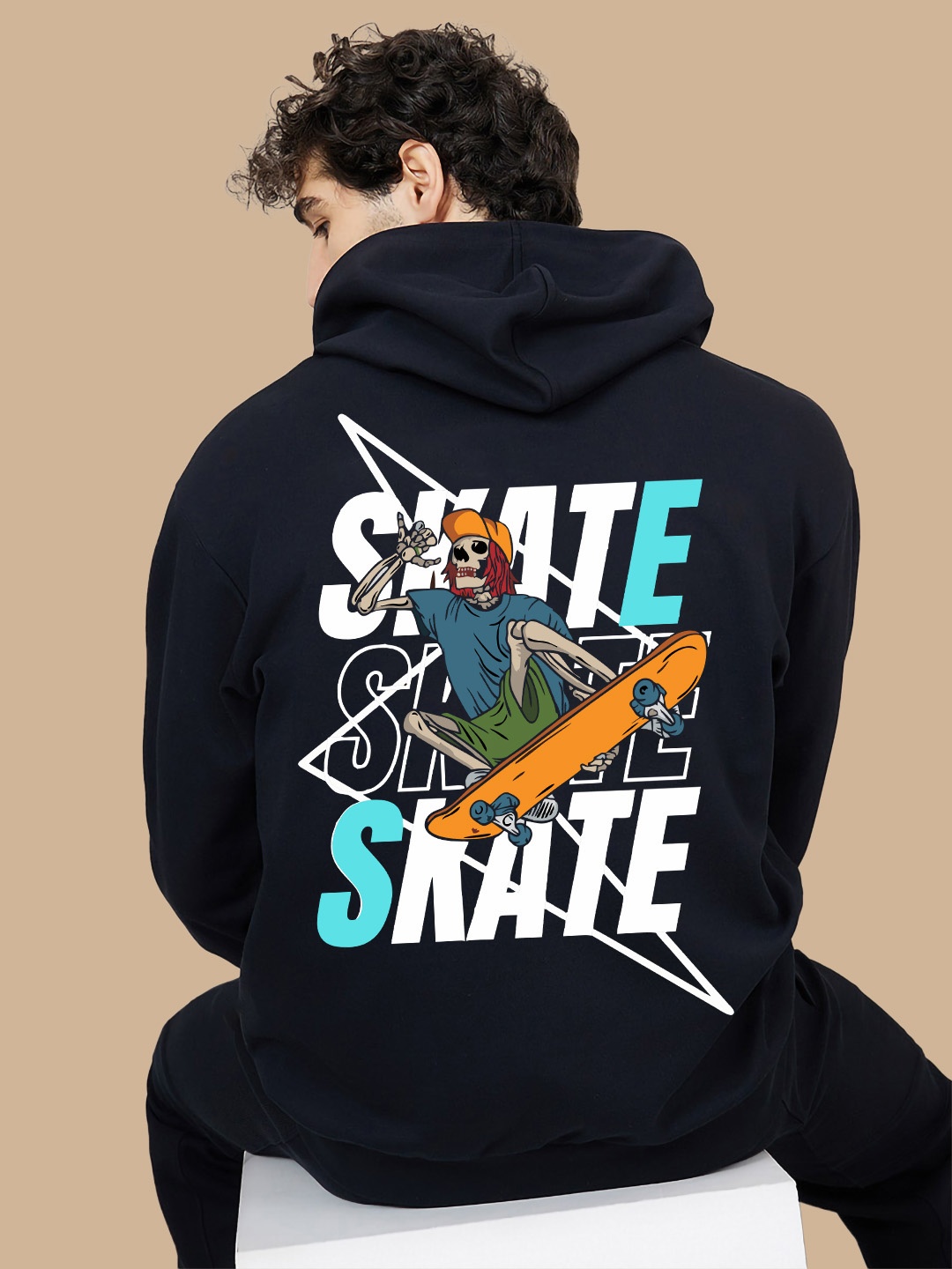 

BAESD Graphic Printed Hooded Fleece Pullover, Navy blue