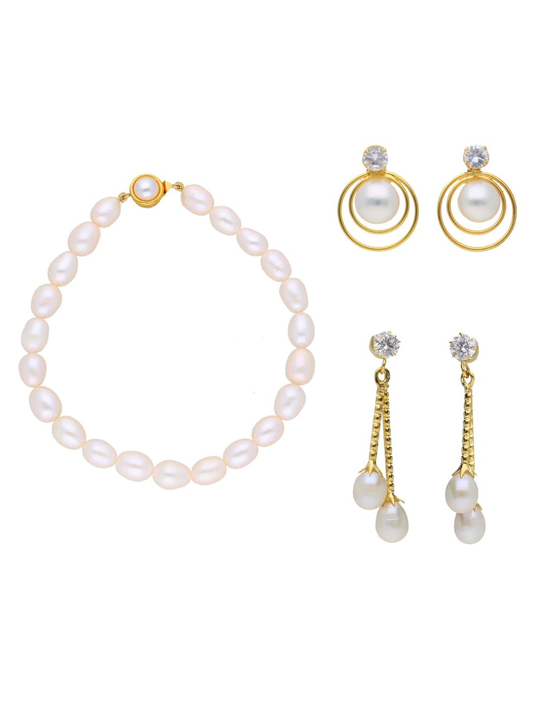 

Sri Jagdamba Pearls Dealer Gold-Plated Stone Studded & Beaded Jewellery Set