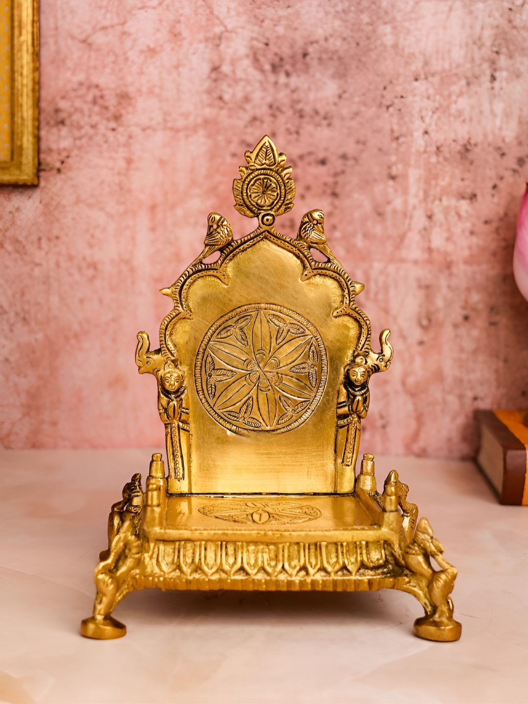 

The Advitya Chakra Singhasan - God Throne Brass Idol Showpiece, Gold