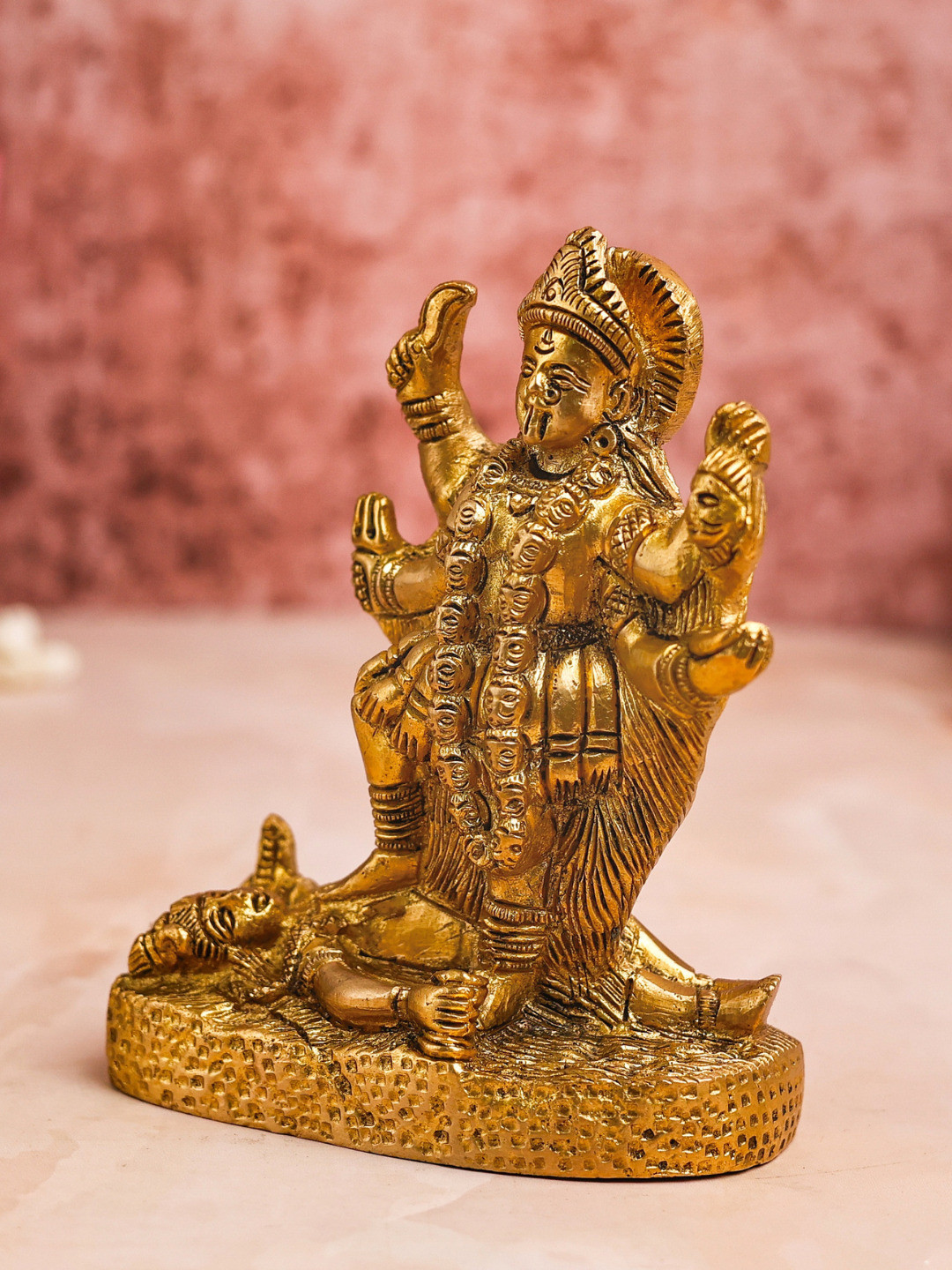 

The Advitya Maa Kali On Shiva Brass Idol Showpiece, Gold