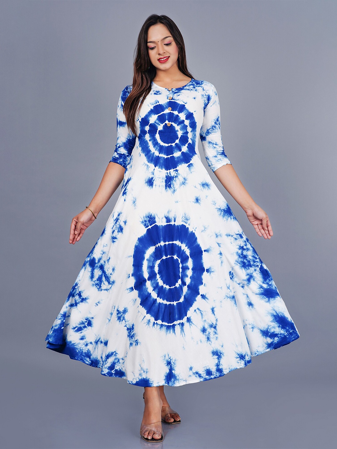 

KALINI Tie and Dyed A-Line Midi Dress, Blue