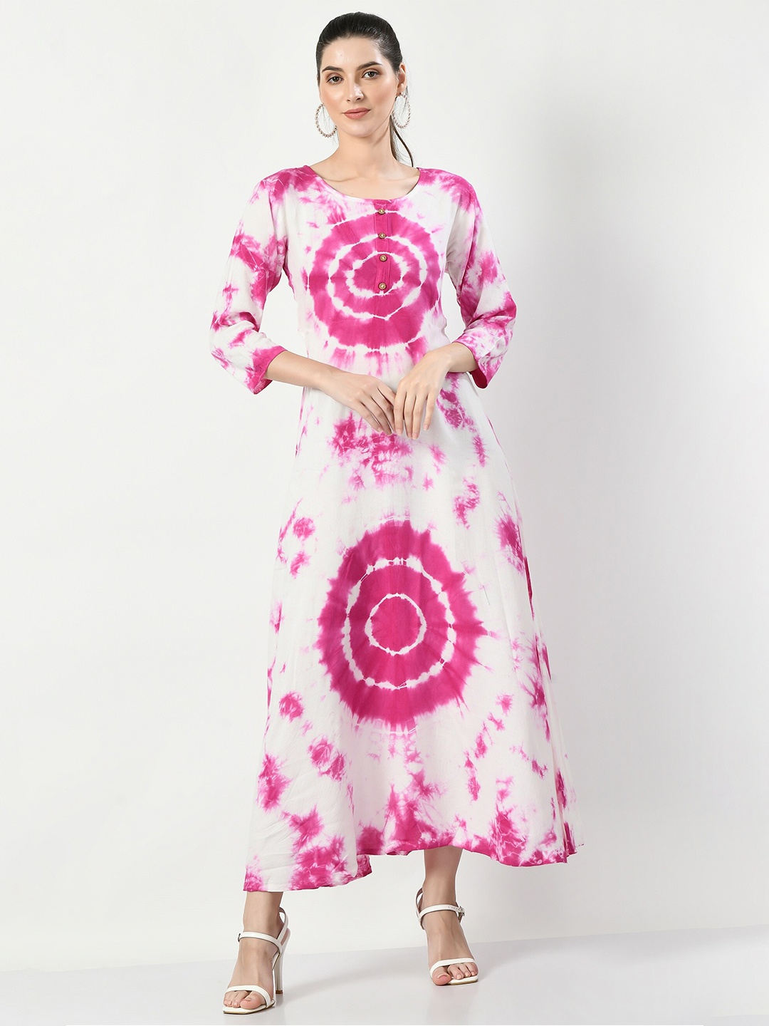 

KALINI Tie and Dyed A-Line Midi Dress, Pink