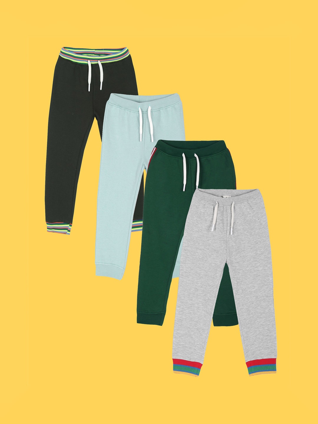 

Anthrilo Boys Pack Of 4 Relaxed Easy Wash Mid Rise Joggers, Black