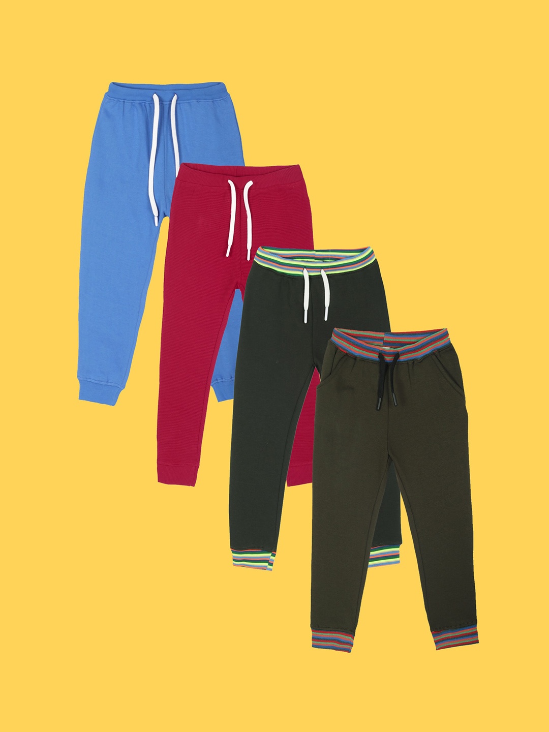 

Anthrilo Boys Pack Of 4 Relaxed Easy Wash Mid Rise Joggers, Blue