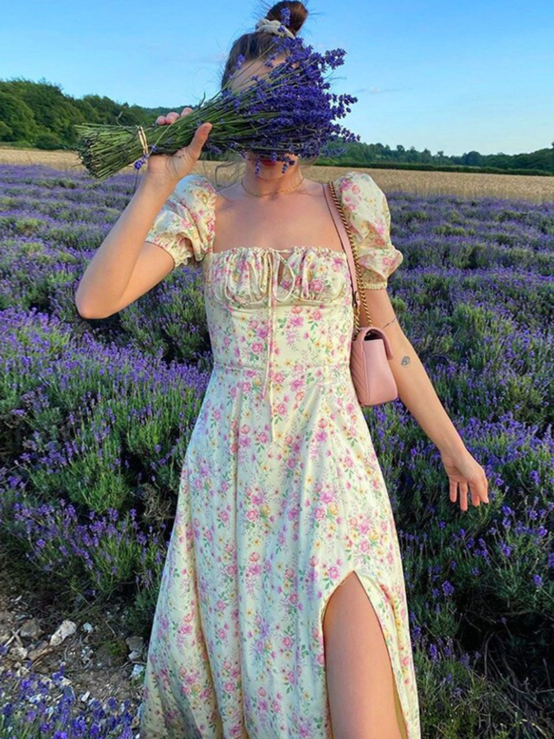

StyleCast Yellow Floral Printed Fit & Flare Midi Dress