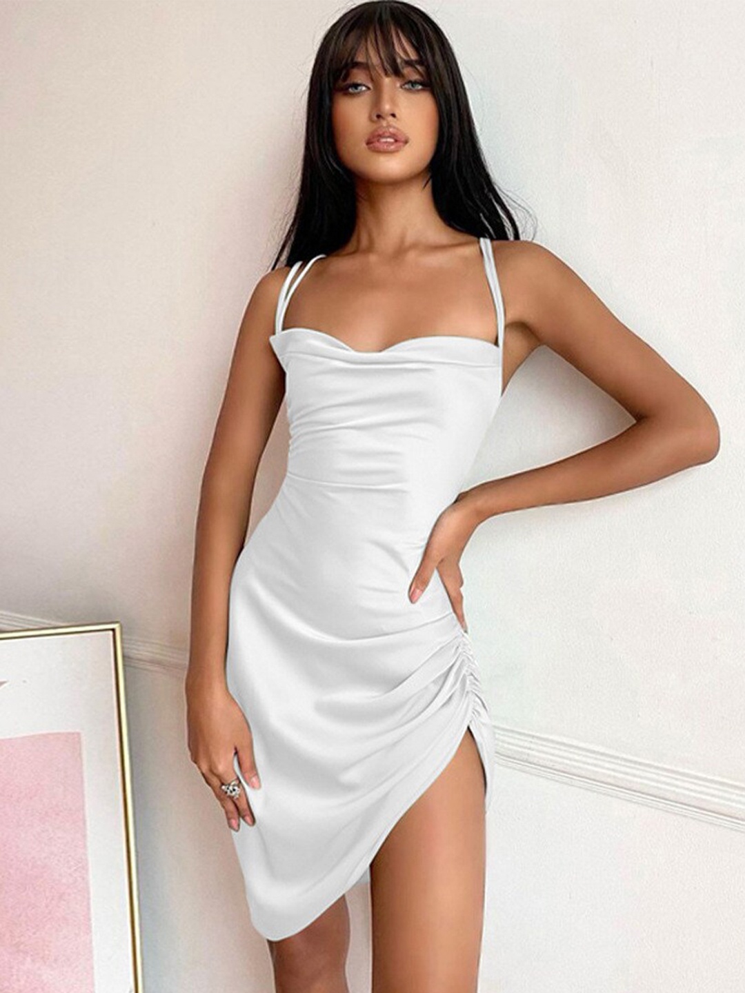 

StyleCast White Shoulder Straps Sheath Mini Dress