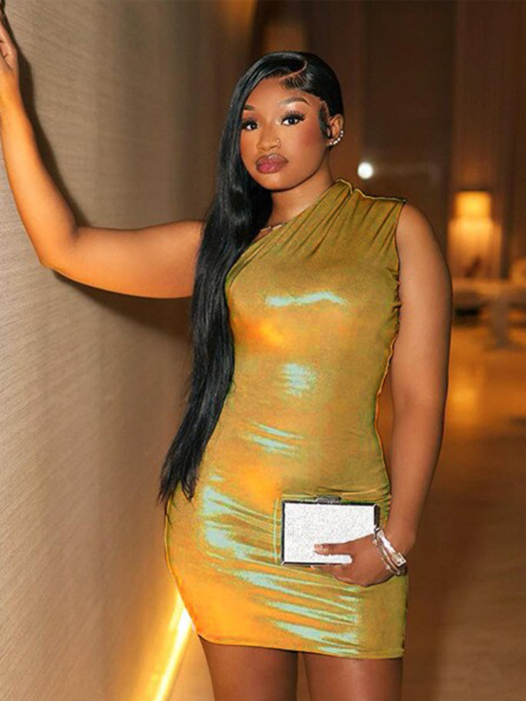 

StyleCast Gold-Toned One Shoulder Bodycon Dress