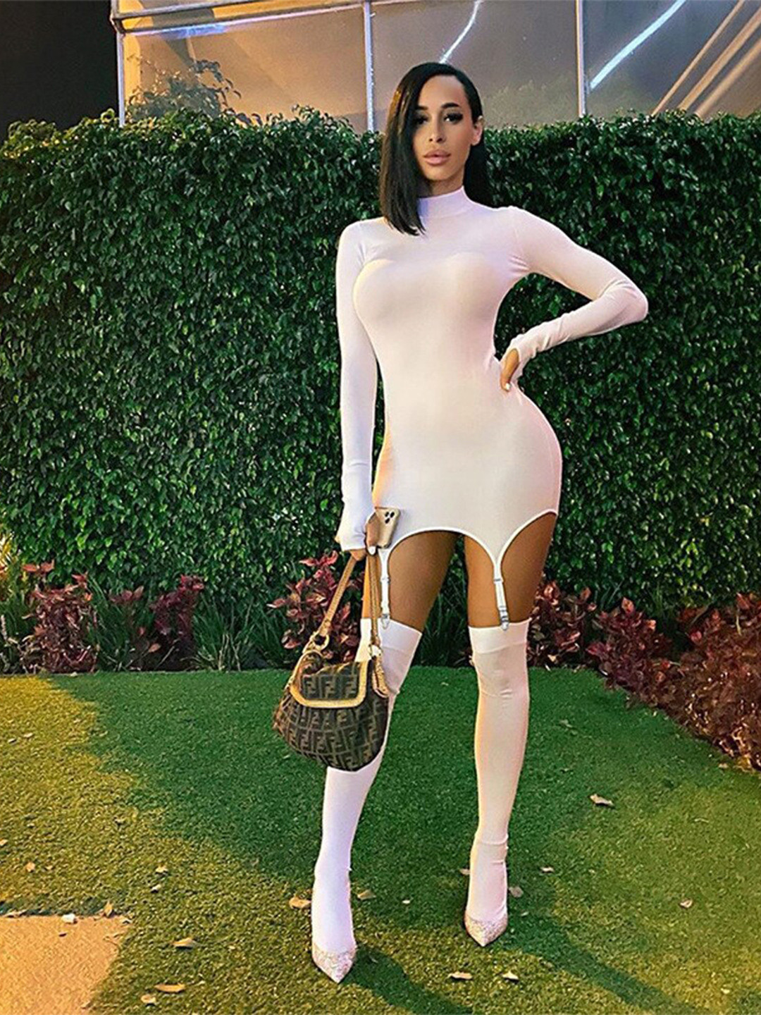 

StyleCast White High Neck Bodycon Mini Dress