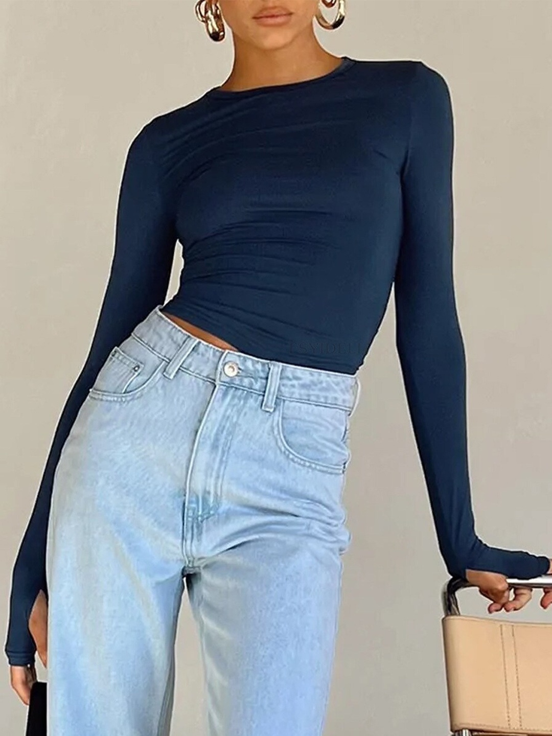 

StyleCast Blue Long Sleeves Fitted Top