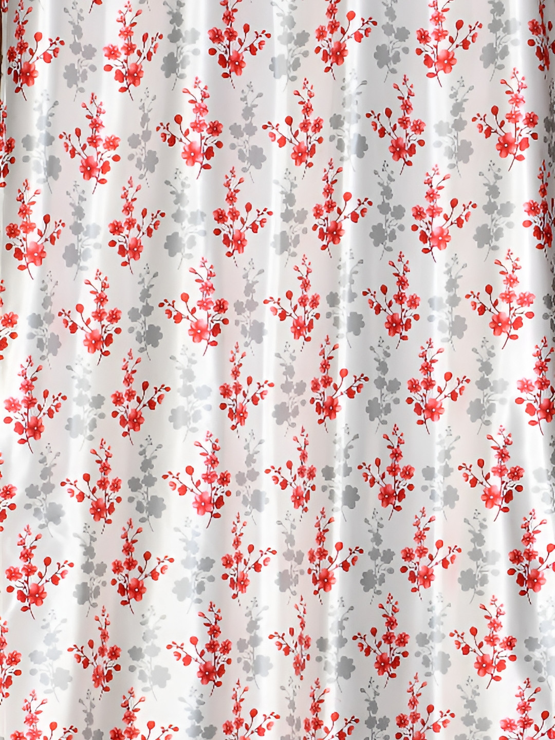 

luchom Grey & Red 2 Pieces Floral Room Darkening Door Curtains