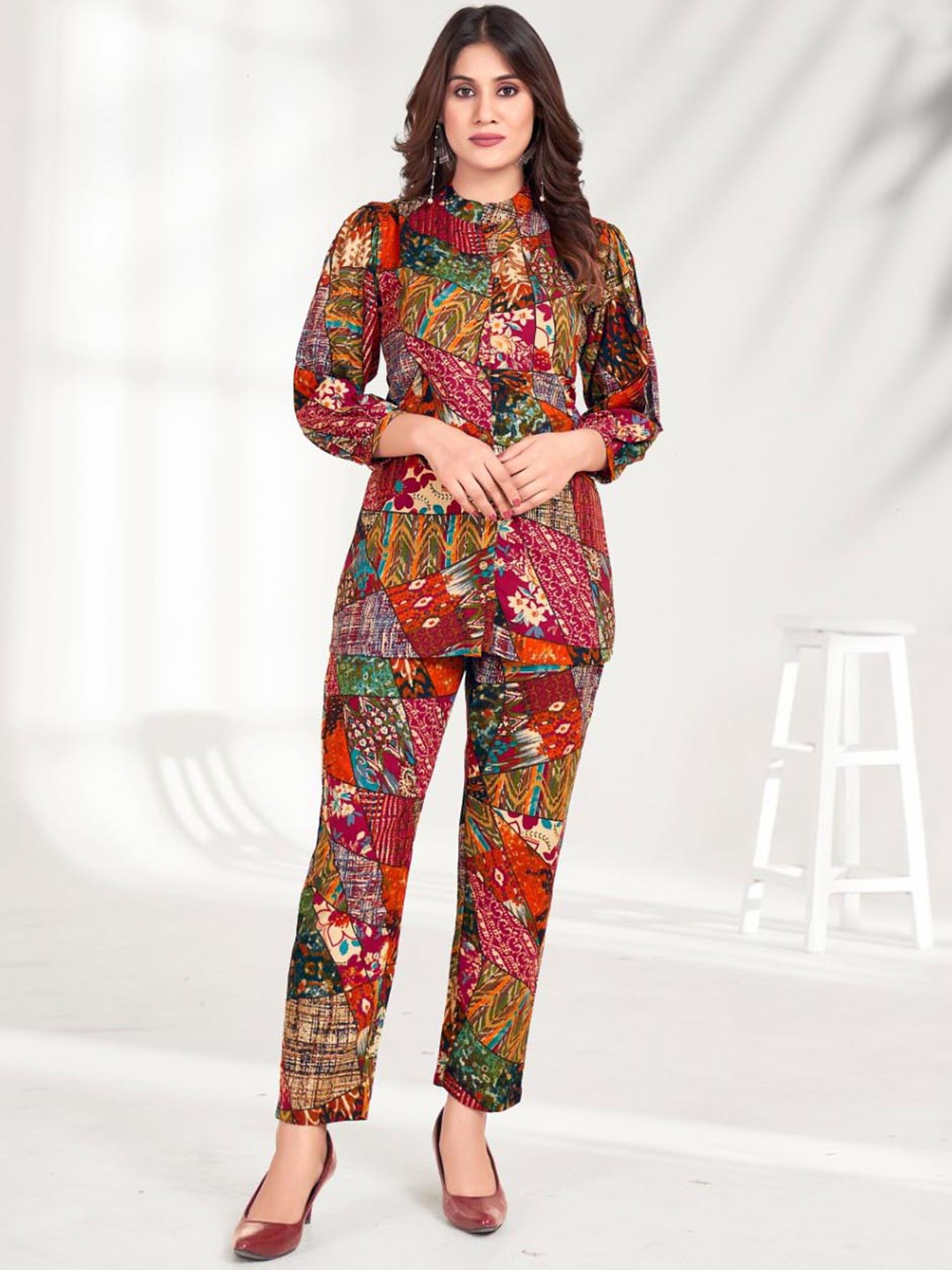 

KALINI Printed Shirt With Trouser Co-Ords, Red