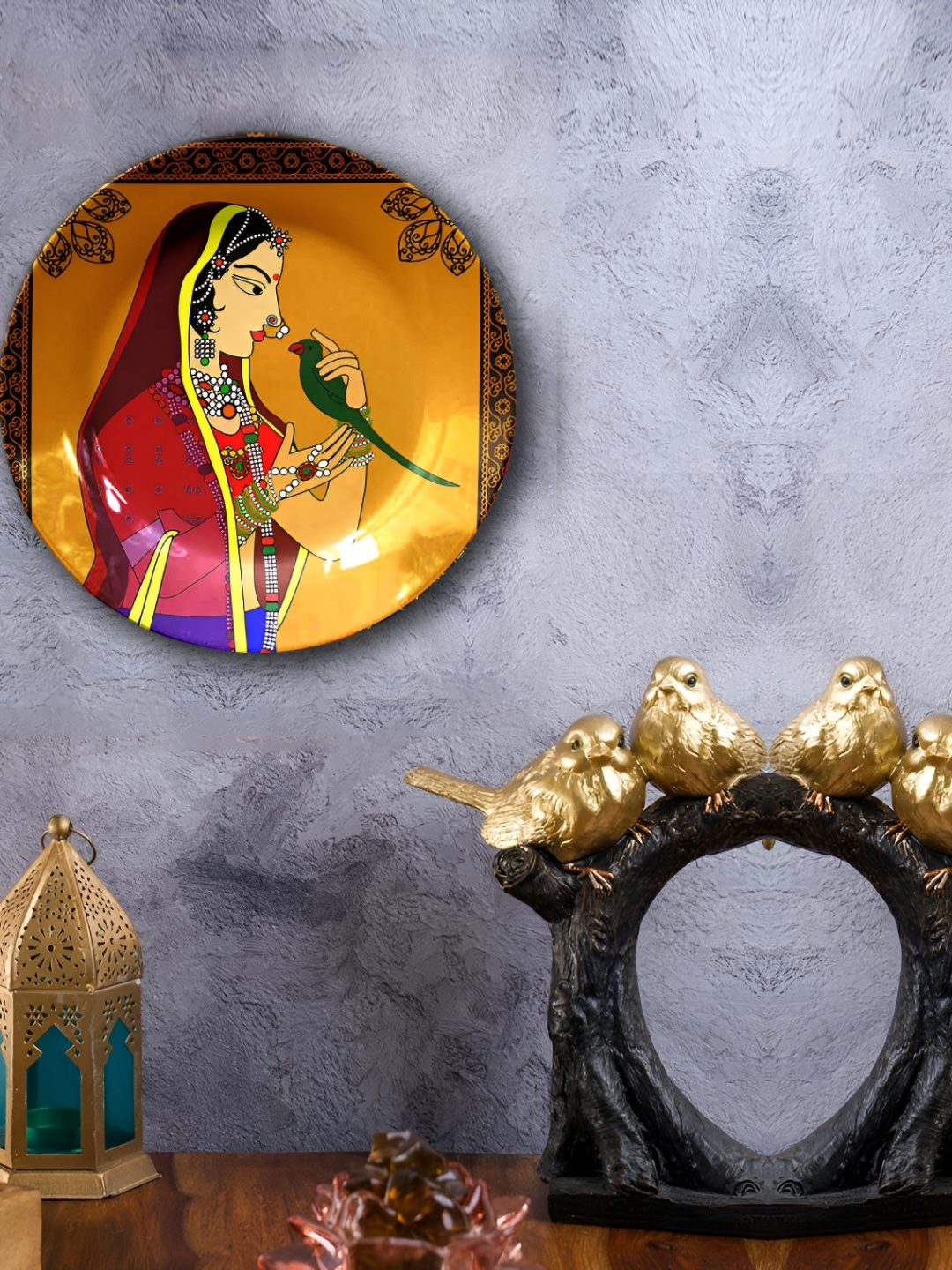 

JIKRAA Yellow & Green 2 Pcs Printed Ceramic Wall Plates