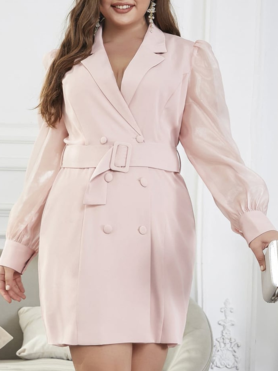 

StyleCast Pink Shirt Collar Cuffed Sleeves Shirt Dress