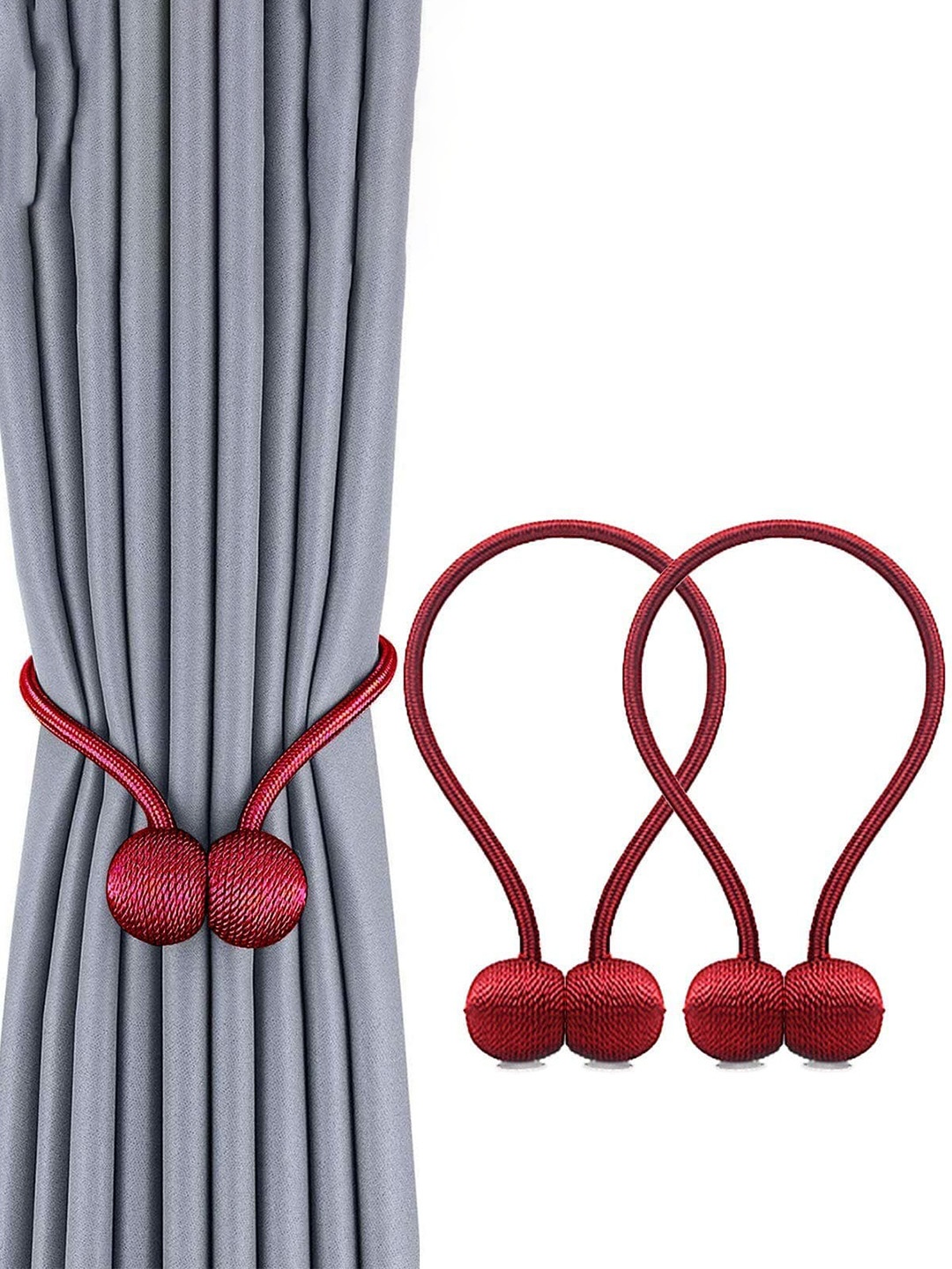 

HomeCloud Maroon 2 Pieces Textured Magnetic Curtain Tiebacks