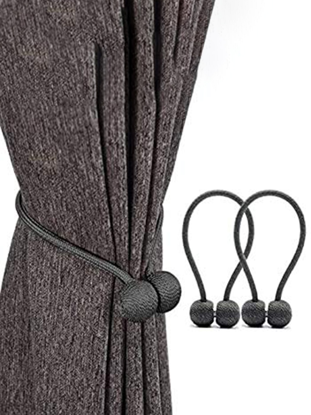 

HomeCloud Grey 2 Pieces Textured Magnetic Curtain Tiebacks