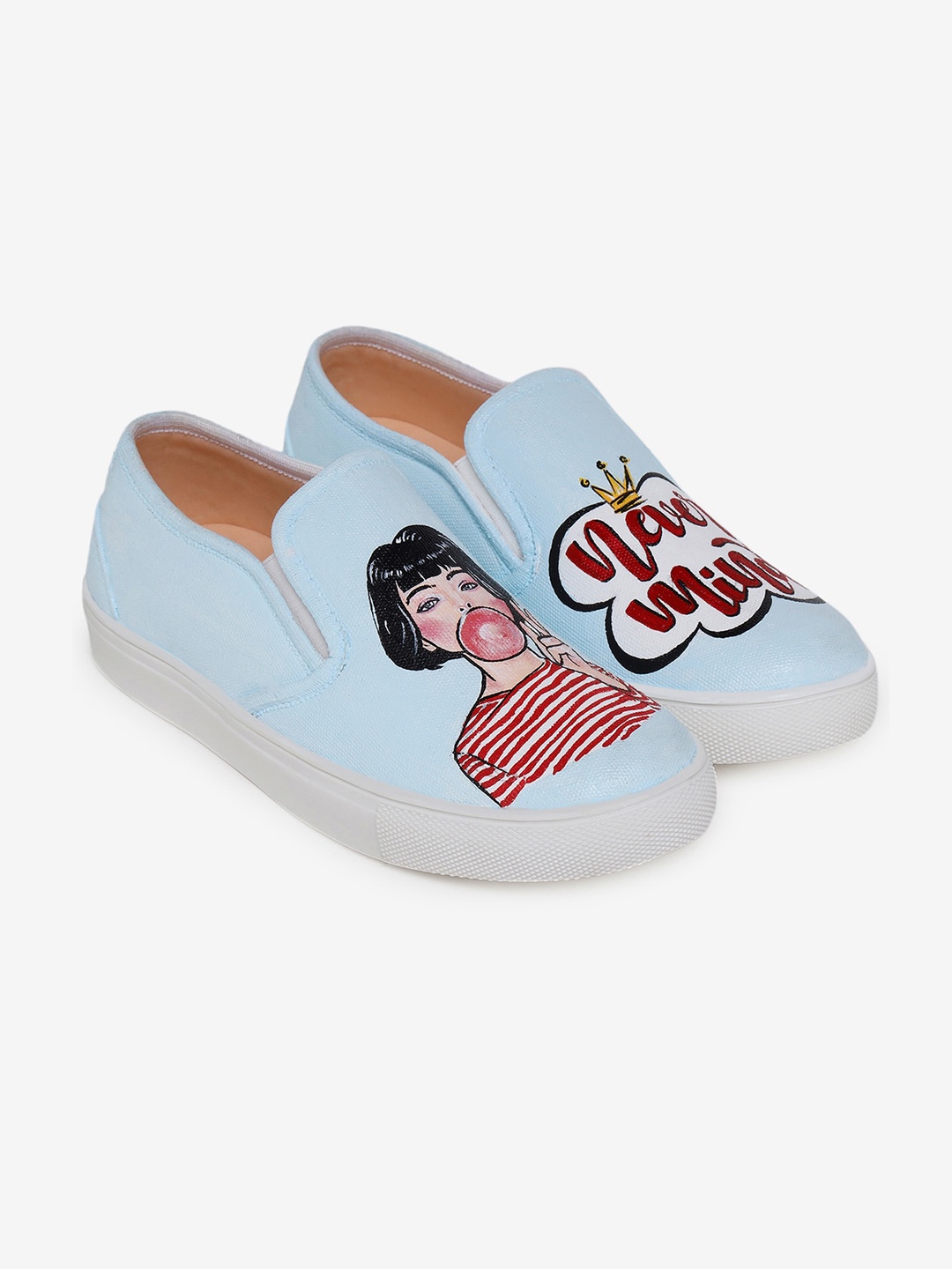 

THE QUIRKY NAARI Women Nevermind Canvas Memory Foam Insole Slip-On Sneakers, Blue