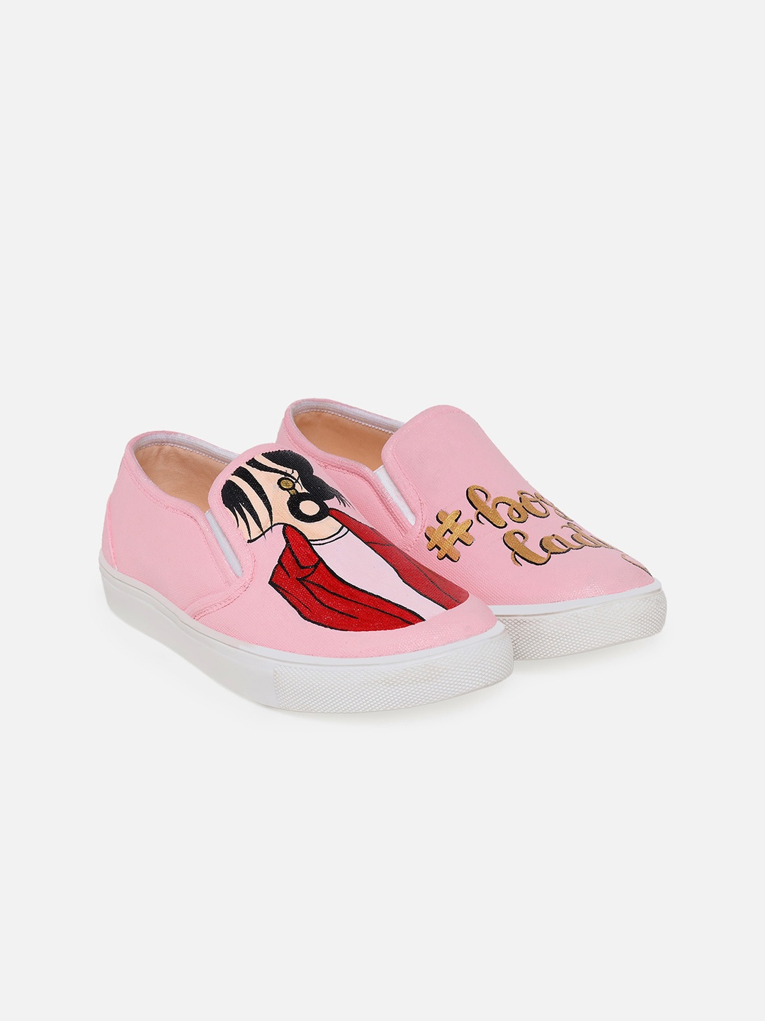 

THE QUIRKY NAARI Women Printed Slip-On Sneakers, Pink