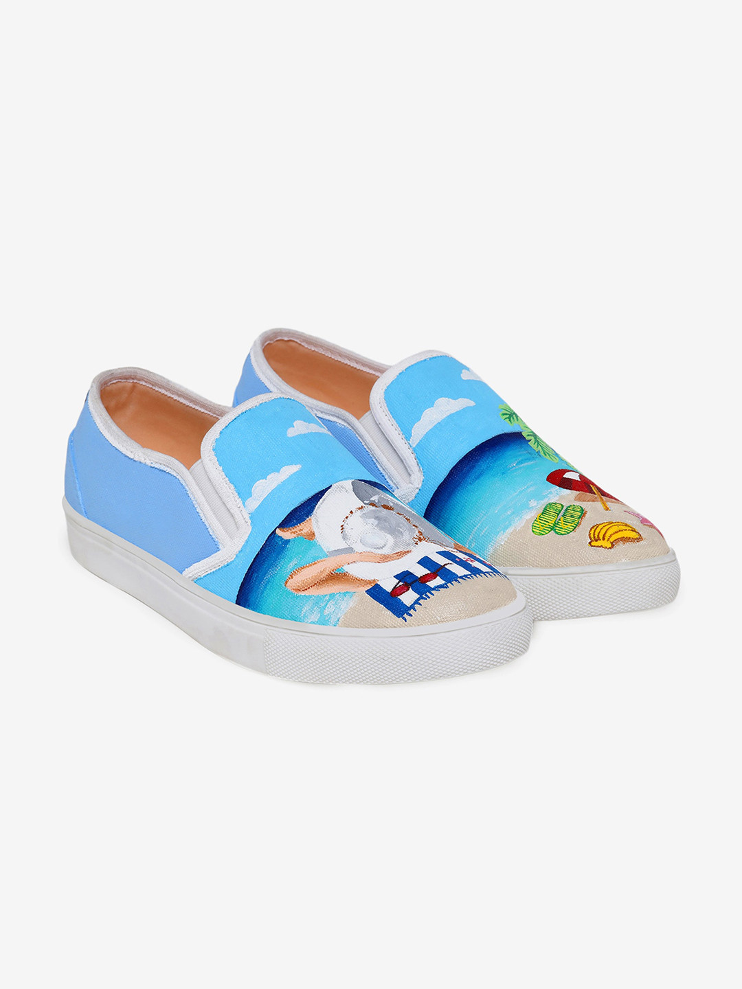 

THE QUIRKY NAARI Women Beach Breeze Printed Canvas Memory Foam Insole Slip-On Sneakers, Blue