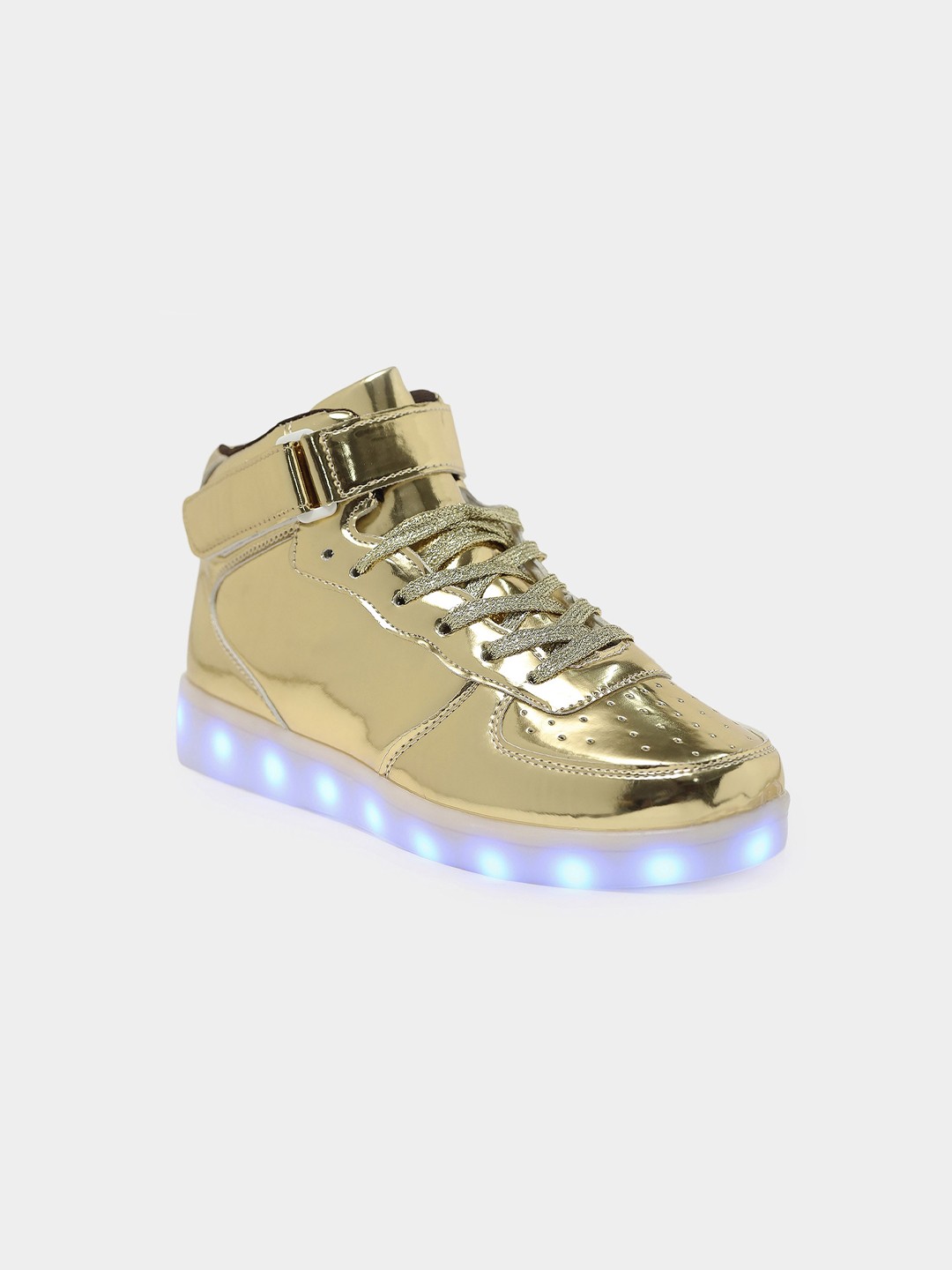 

THE QUIRKY NAARI Women Mid -Top Memory Foam Sneakers With LED Lights, Gold