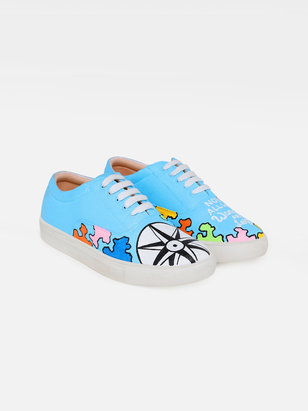 

THE QUIRKY NAARI Women Printed Lace-Up Sneakers, Blue