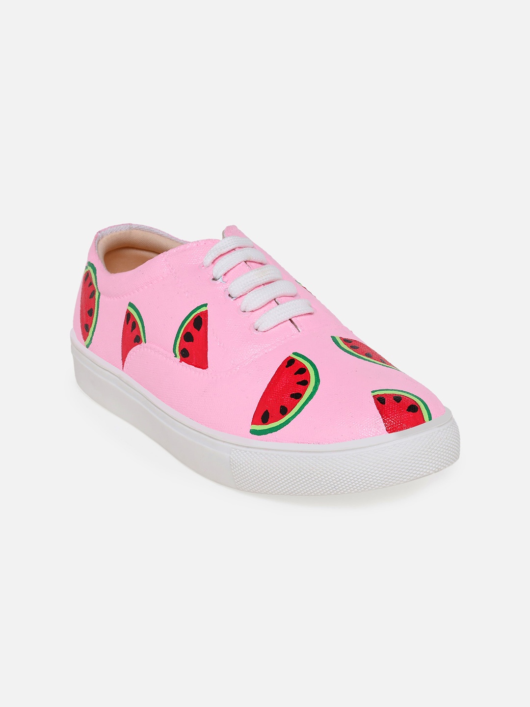 

THE QUIRKY NAARI Women Printed Lace-Up Sneakers, Pink