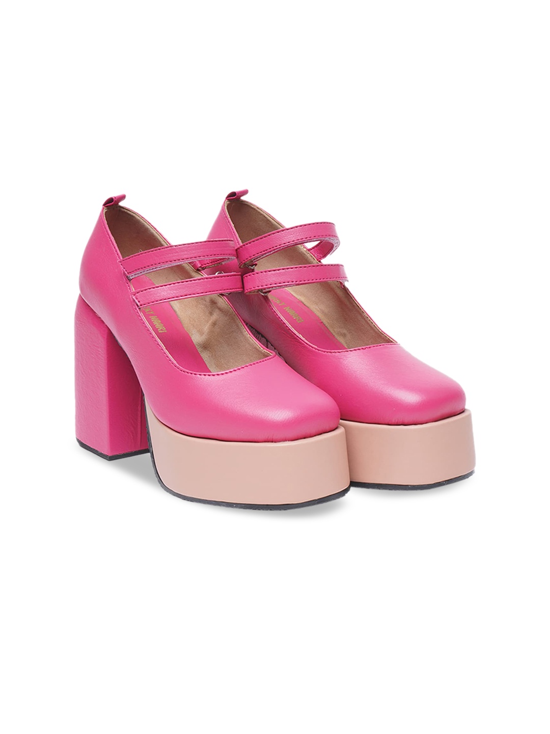 

THE QUIRKY NAARI Mary Jane Square Toe Platforms Pumps, Pink