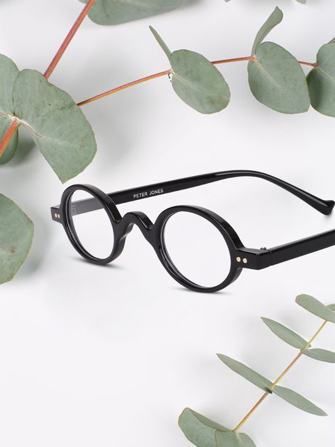Peter Jones Eyewear Unisex Full Rim Round Frame 88695B, Black