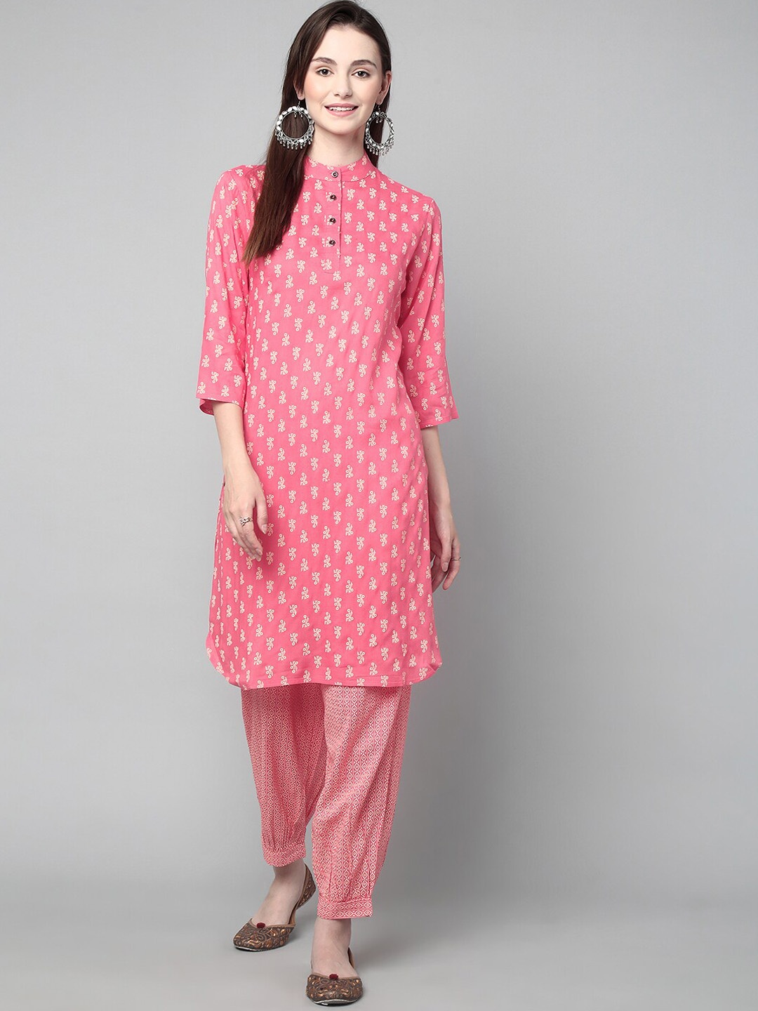 

KALINI Ethnic Motifs Printed Straight Kurta with Patiala, Pink
