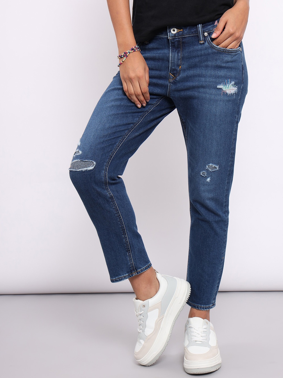 

Lee Women Comfort Distressed Stretchable Jeans, Blue