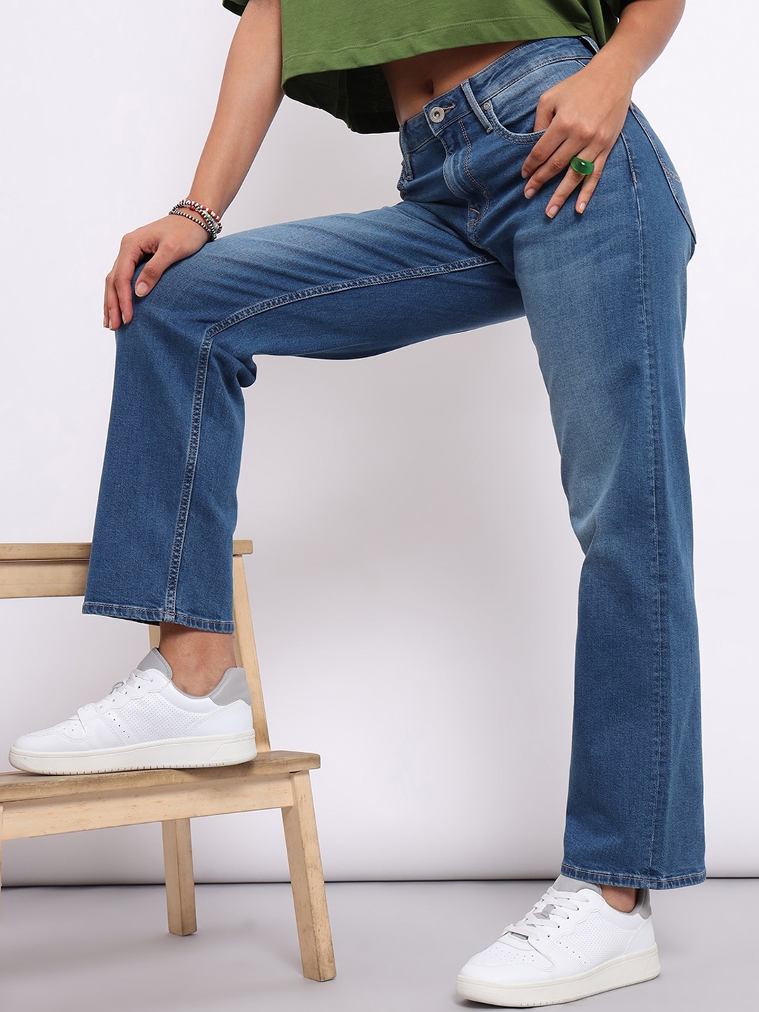 

Lee Women Light Fade Jane Straight Fit High-Rise Stretchable Jeans, Blue