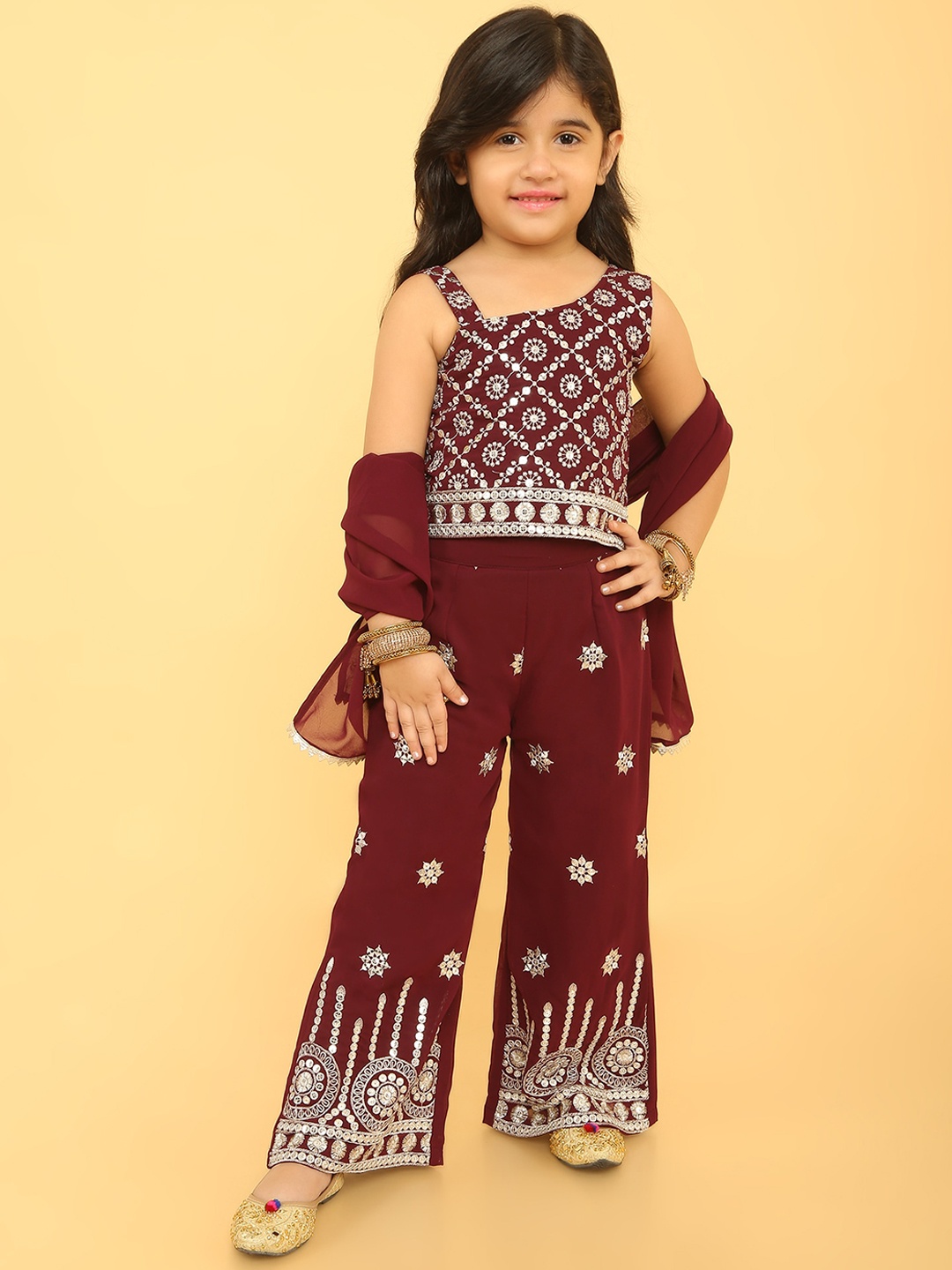 

BAESD Girls Embroidered Clothing Set, Brown