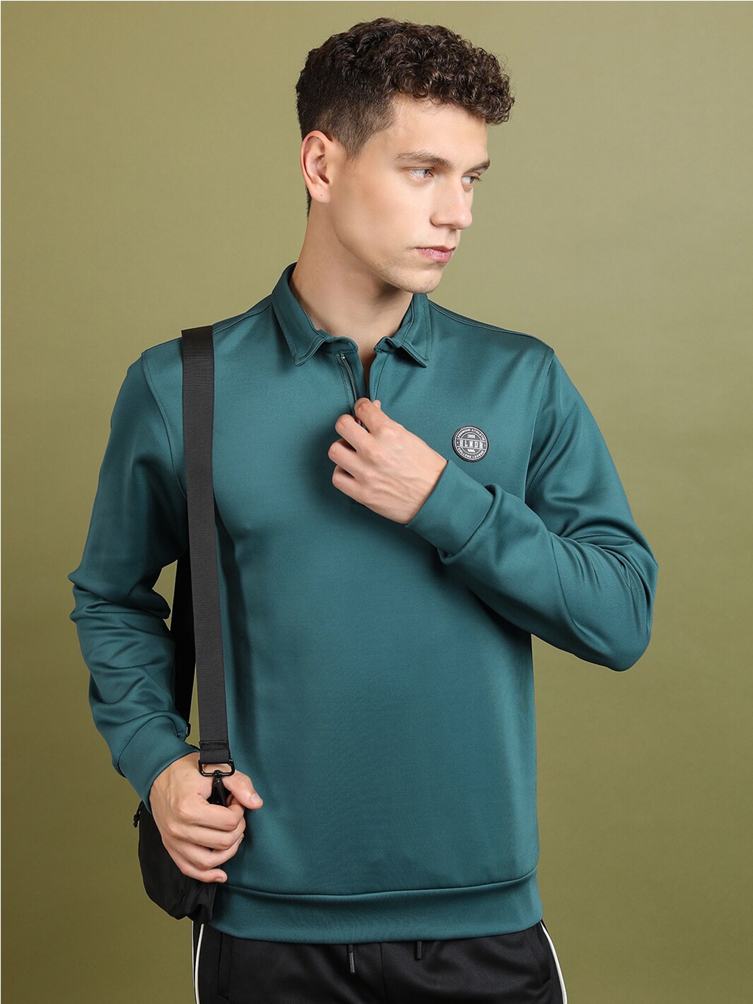 

HIGHLANDER Polo Collar Long Sleeves Sweatshirt, Teal