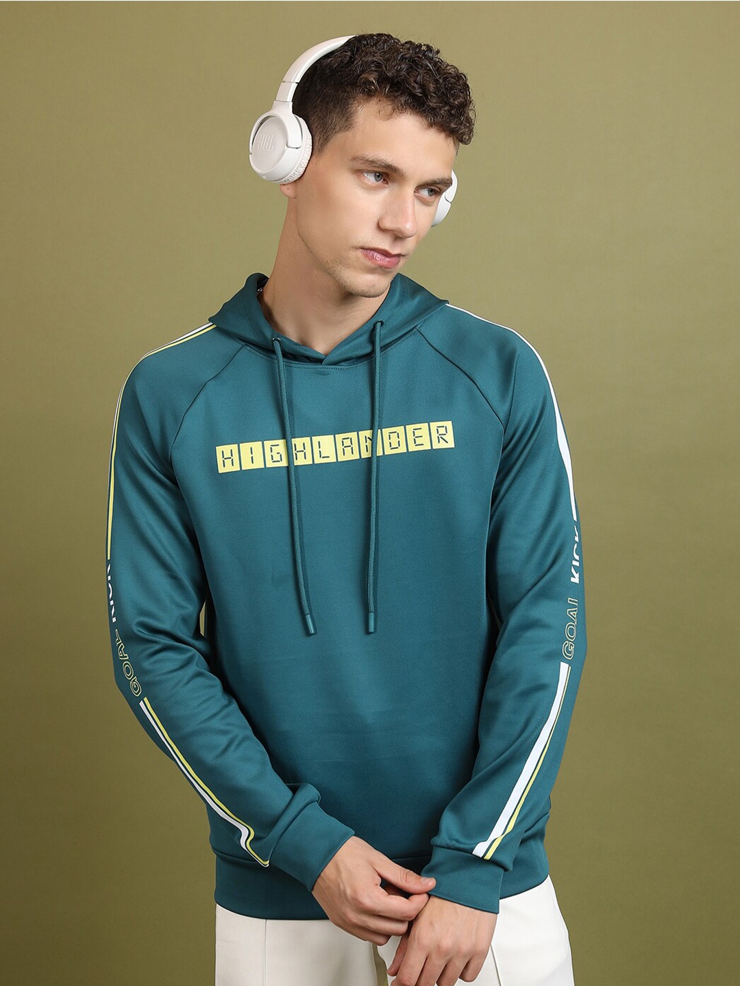 

HIGHLANDER Typography Printed Hooded Pullover Sweatshirt, Green