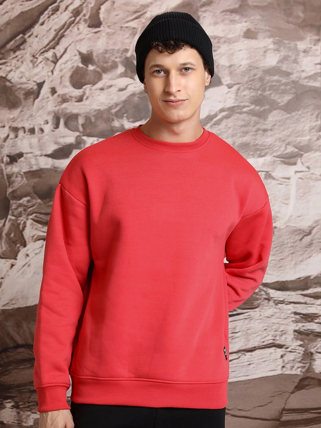 

HIGHLANDER Oversized Drop Shoulder Pullover Sweatshirt, Red